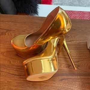 Gold Platform Stiletto Heels